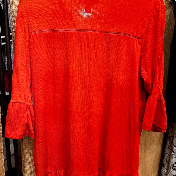 Feelib (Feel Liberated) Red/Orange Top Size Large 
Has super cuter details. - Picture 7 of 8